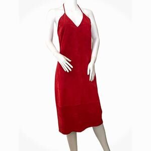 Vintage Red Suede Halter Style Sexy Dress! Size 10, Ready for Holiday Party!